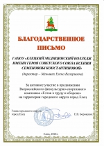 За активное участие в продвижении Всероссийского физкультурно-спортивного комплекса «Готов к труду и обороне» на территории городского округа город Елец