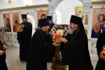 Духовенство, сотрудники Вознесенского собора и епархиального управления поздравили Владыку с Пасхой
